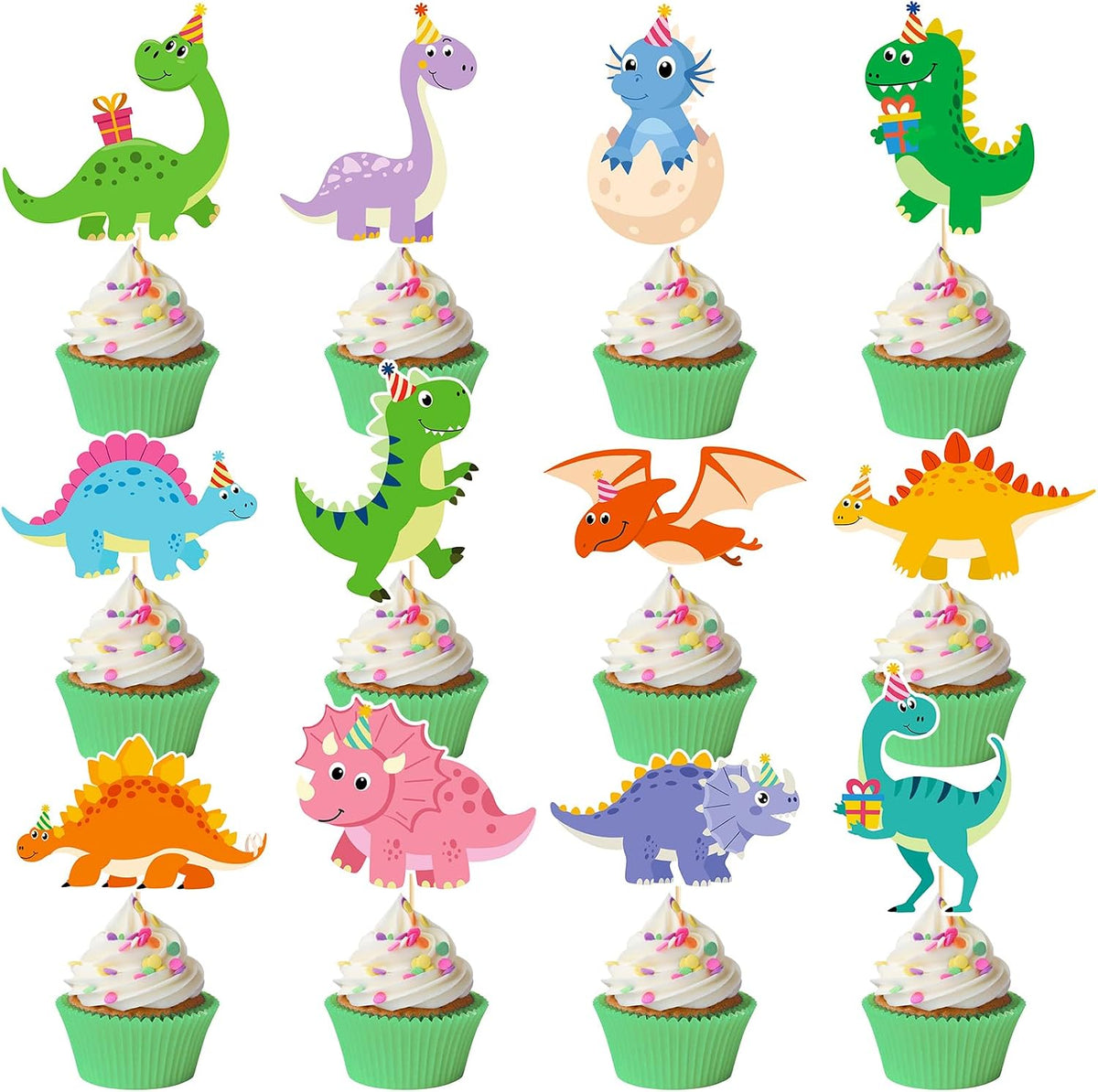 Adecortalk fall cupcake toppers, 48 glitter pumpkin, leaf and turkey picks in 8 designs - view 4