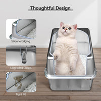 Stainless Steel Litter Box with Metal Lid and Scoop - L:17.7"x13.8"x11.8" - image 4