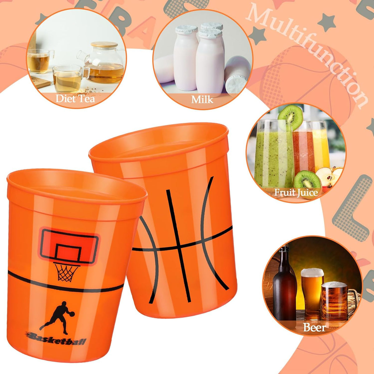 Norme 24 reusable plastic soccer party cups in 4 printed styles - view 12