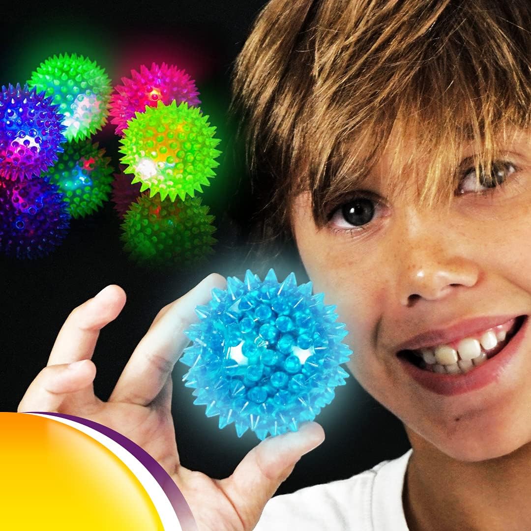 JA-RU Light Up Rubber Spike Balls Fidget Toy 695-4p – Fun for Kids & Family - Spike Balls / 4 Pack - image 4