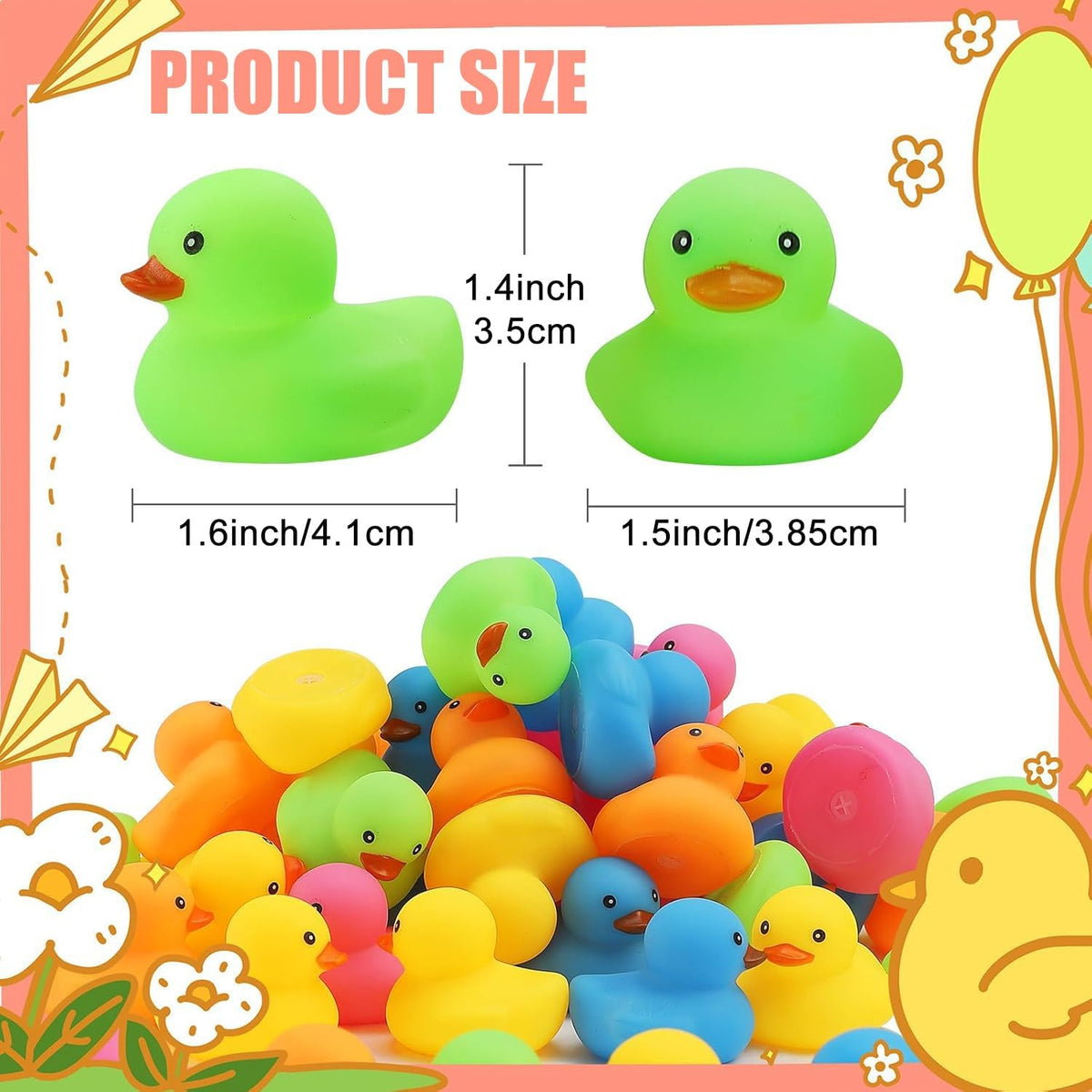 50Pcs Mini Rubber Duck Bath Toys - Multicolor - image 2