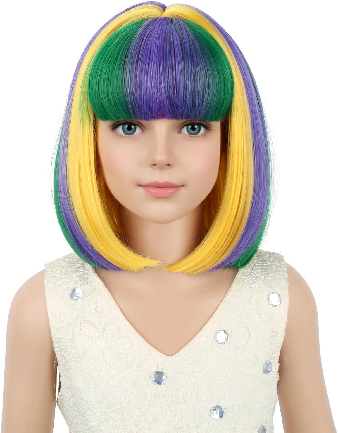 PATTNIUM kids dark blue short bob wig, synthetic with adjustable cap - view 2