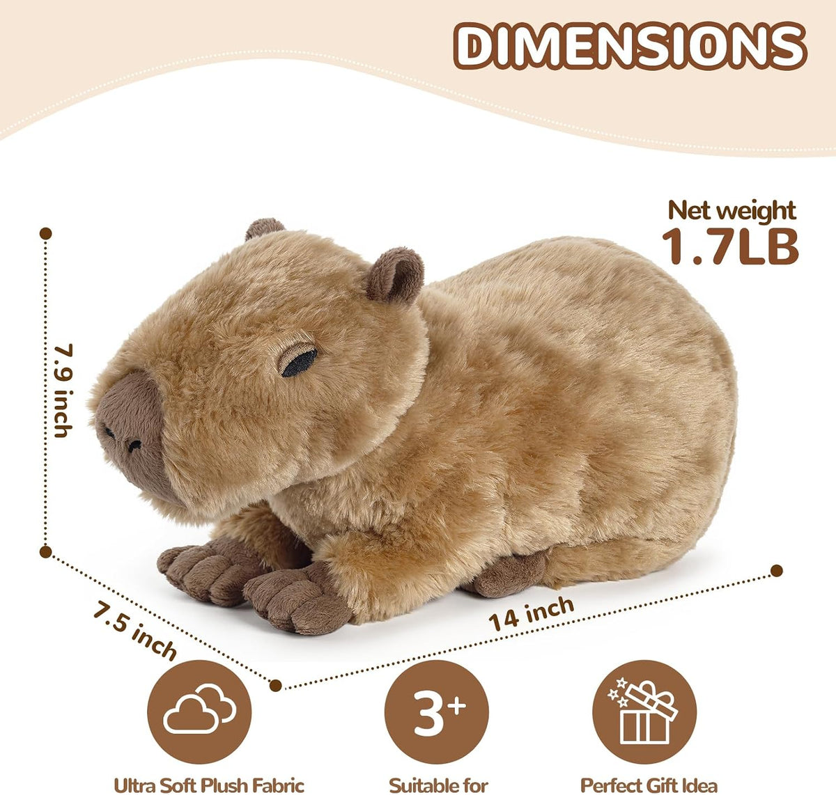 Capybara Stuffed Animals, Microwavable Stuffed Animal Adorable Fluffy Capybara Plush for Warmth - Capybara-1 - image 3