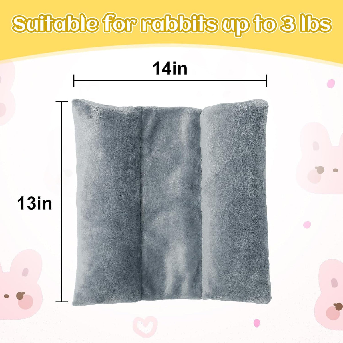 15.7" x 14" Bunny Bed for Rabbit Cage, Thickened & Soft – Daily Care for Small Pets - Gray / 13 x 14In - image 3