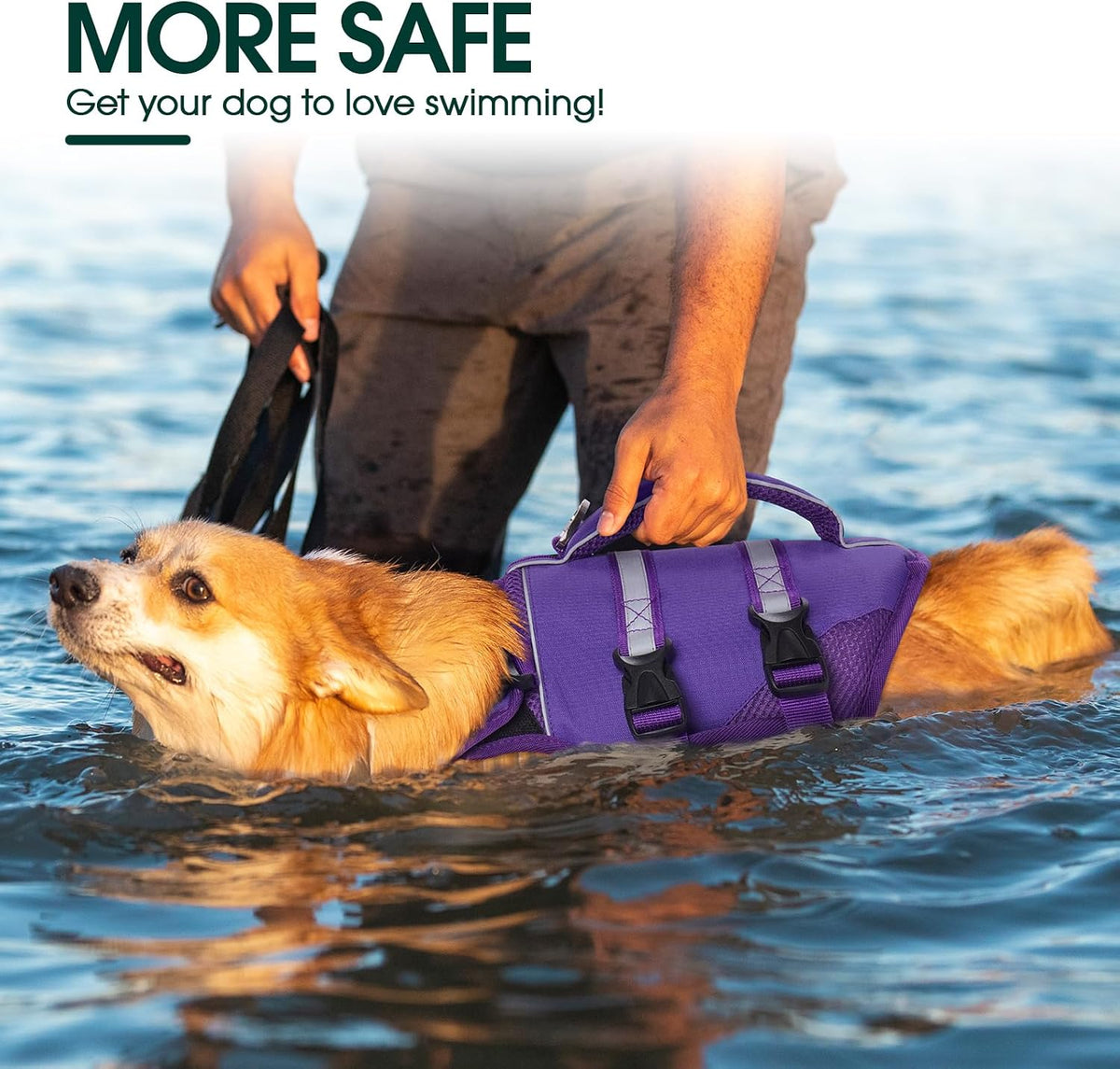 Kuoser Dog Life Jacket, High Flotation Dog Life Vest for Swimming Boating – Essentials for Dogs - High‑Vis Purple / Xl (Chest Girth:25.98-33.46'') - image 4