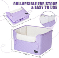 PETSFIT Dog Car Seats for Small Dogs, Patent Safe Buckles Cat Car Seat, Car Seat for Dogs with Safety Belt, Suitable for Small Pets Up to 25lbs (Lavender Purple)