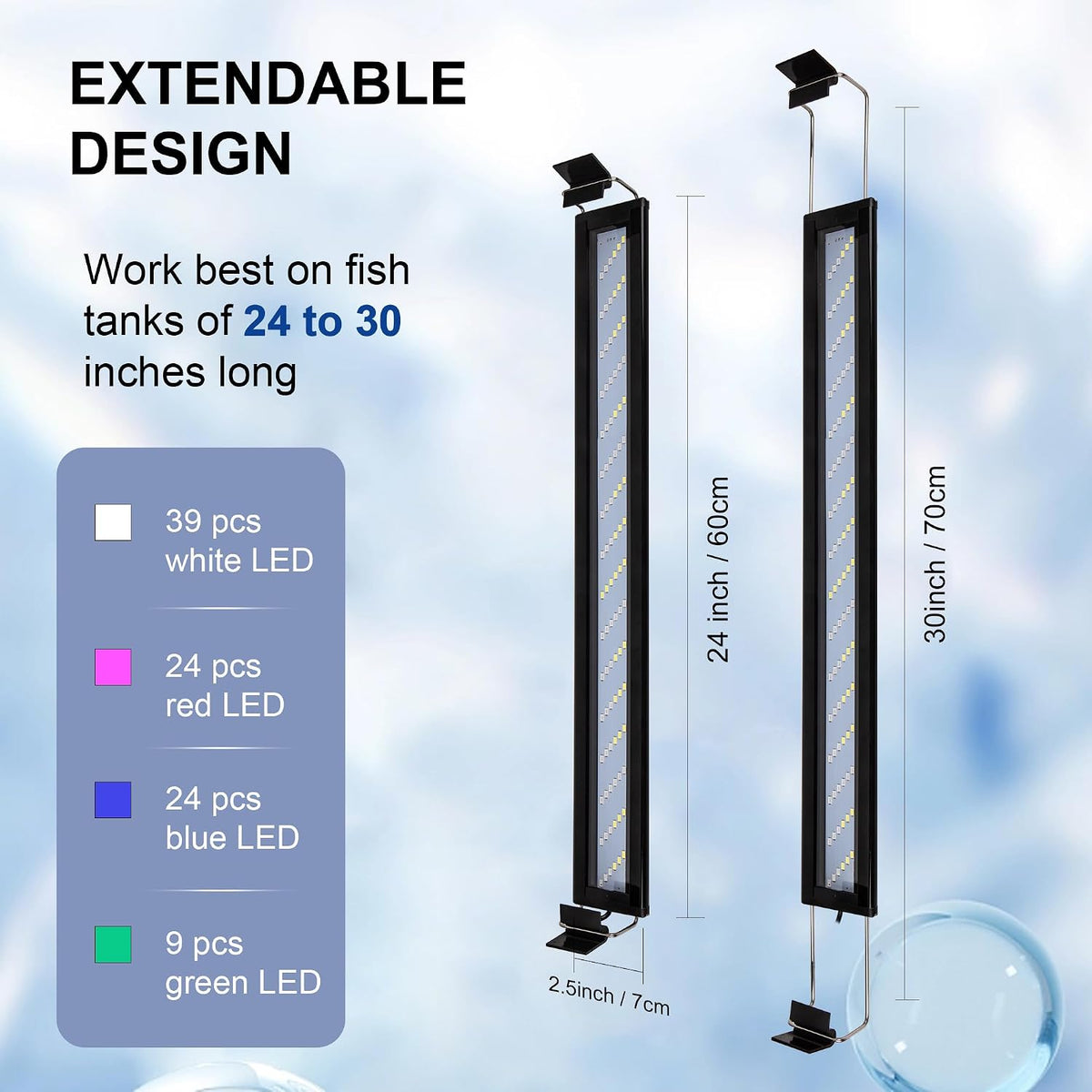 Led Aquarium Light, Full Spectrum Fish Tank Lights, Plants - 24-30 IN - image 2