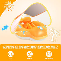 Baby Pool Float with Canopy UPF50+ - Yellow / Small - image 2