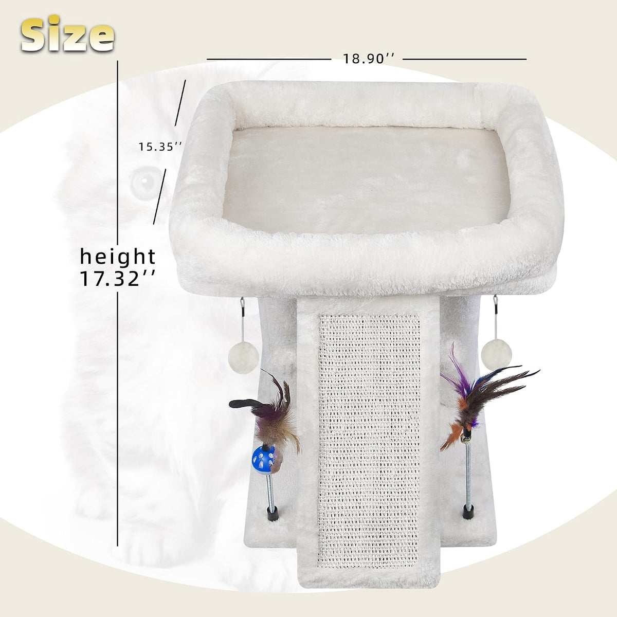 TWDEPART Cat Tree Tower with Cat Scratching Post for Indoor Cats - Beige - image 2