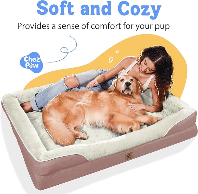 Orthopedic Washable Large Dog Bed - Removable Orthopedic Dog Bed XL with Bolster Extra Large Dogs Beds with Washable Cover for Large Size Pet Non-Slip Bottom