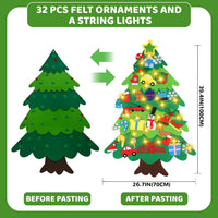 Onekka DIY felt Christmas tree set for kids with 32 felt ornaments and string lights - view 3