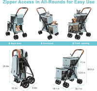 Double Pet Stroller for 2 Dogs & Cats, Double-Decker, Blue – Essentials for Dogs - Light Blue - image 3
