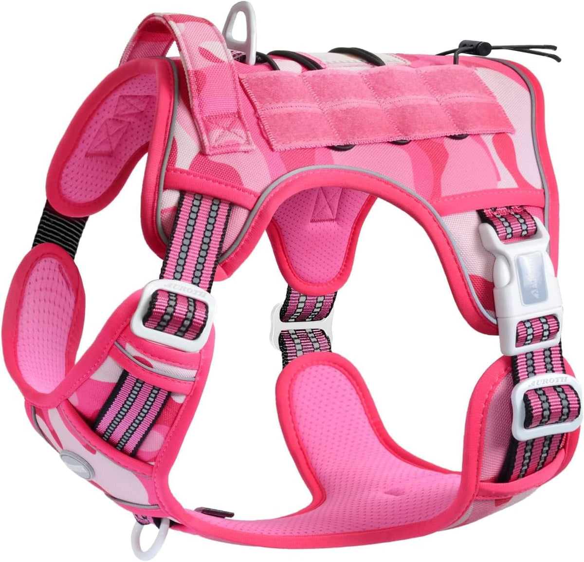 AUROTH Dog Harness for Large Dogs - Camo - Pink Camo / XXL(Neck:21.7-36.7",Chest:28.3-44.1")