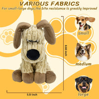 Squeaky Stuffed Dog Toys, Chew Dog for Large Medium Small Breeds – Essentials for Dogs - Khaki - image 3