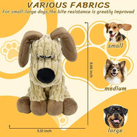 Squeaky Stuffed Dog Toys, Chew Toy for Large Medium Small Breeds, Plush Dog Toys to Keep Them Busy, Puppy Teething Dog Toy, Crinkle Dog Toy (Khaki Dog)