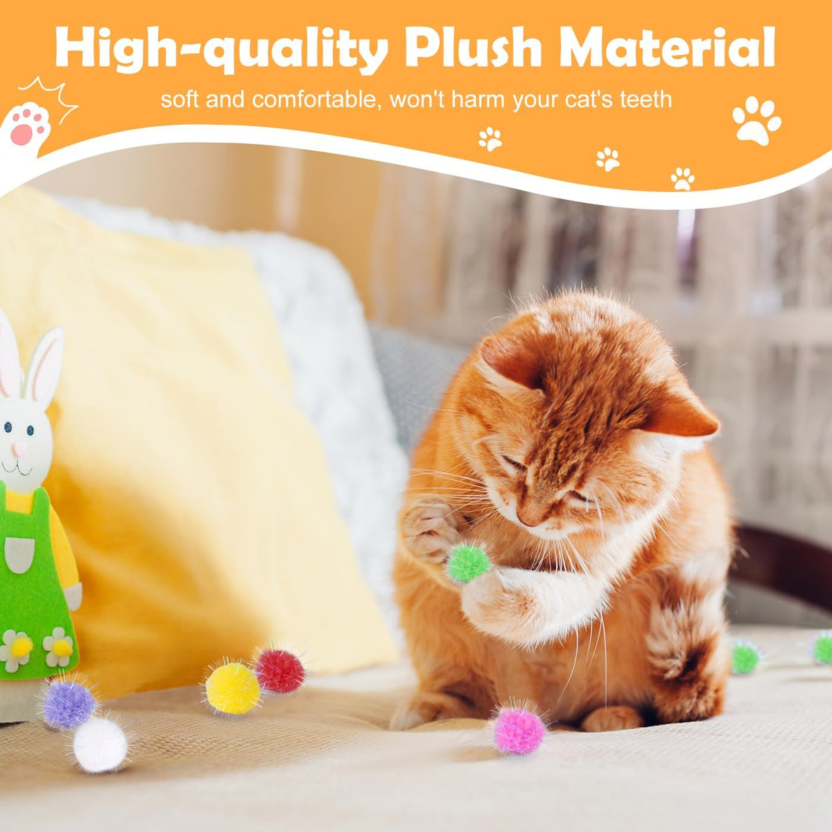 DF DUALFERV 60 Pcs Cat Pom Pom Balls, Interactive Cat Toys - 30 - image 2