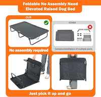 Dog Elevated Bed Foldable Portable Raised Bed Camping cot Outdoor Summer Dog Bed (Large, Grey-Textilene)