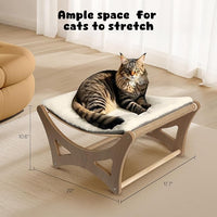 Cat Hammock Bed, Wooden Elevated Cat Beds with Natural Sisal Scratching Mat, Cats Scratcher Bed with Removable Soft Cushion, Cats Scratching Beds with Wood Frames, 22" L x 17.7" W