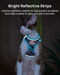 Upgraded Cat Harness and Leash Set - Blue Butterfly Magic / L - image 3
