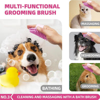 Bath Grooming Kit for Pets, Hair Brush Set with Towel - 6-Bath-Pink - image 4