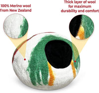 Woolygon Felt Cat Cave Bed, Merino Wool, Handcrafted – Essentials for Cats - Candy Swirl - image 4