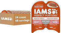 IAMS Perfect Portions Healthy Adult Grain Free Wet Cat Food Pate, Salmon Recipe, 2.6 oz. Easy Peel Twin-Pack Trays (24 Count, 48 Servings)