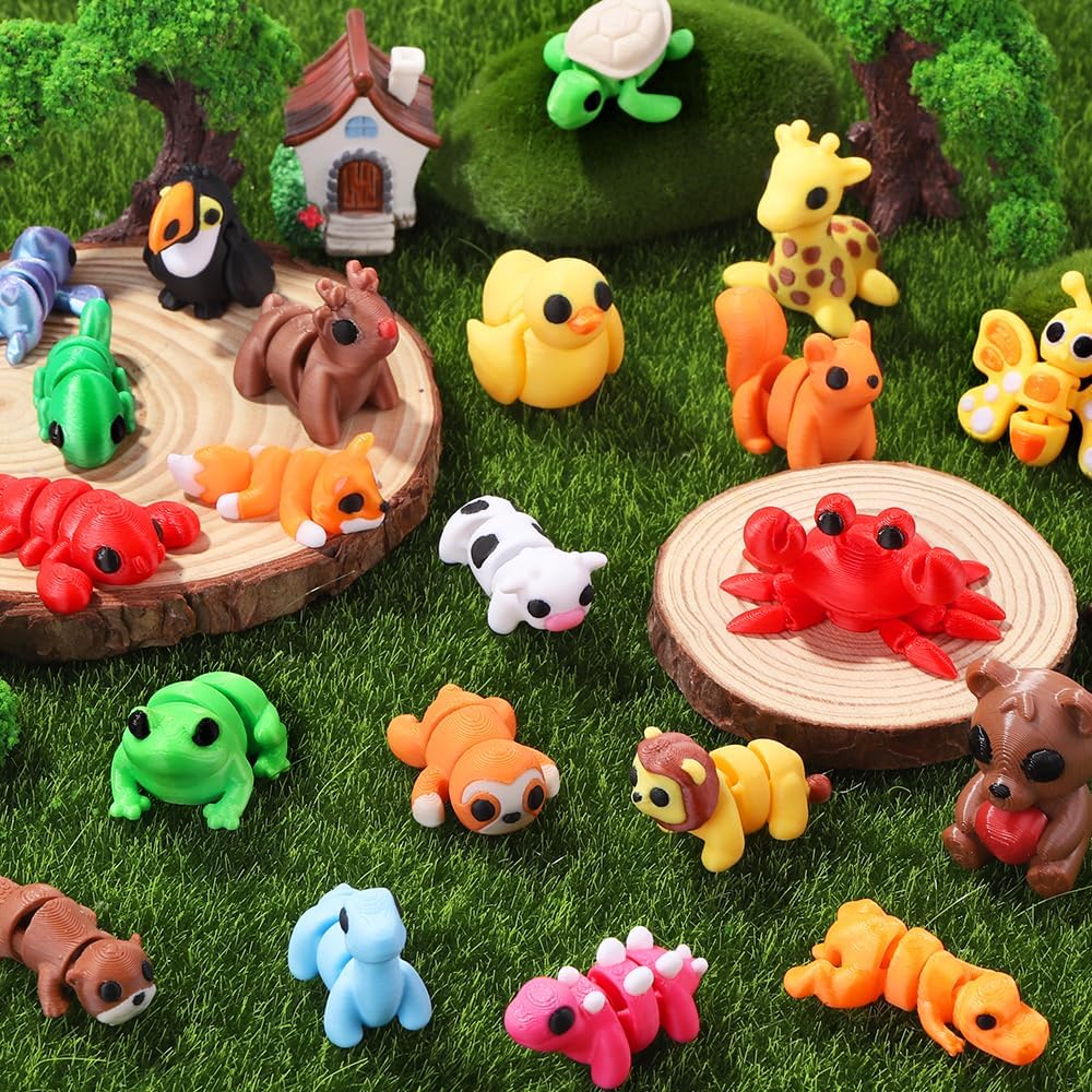JOICEE 24Pcs 3D Printed Dinosaur Animals Mini Dinosaur Toys – Fun for Kids & Family - Brown - image 4