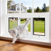 Zerzuo aluminum cat door for window with magnetic closure, fits 31 to 36 inch windows