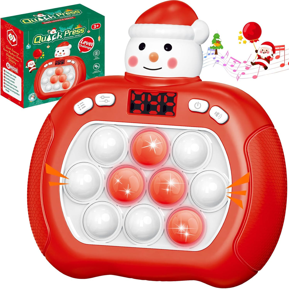 Pop Game, Light Up Fidget Toy for Kids & Adults - Christmas Snowman