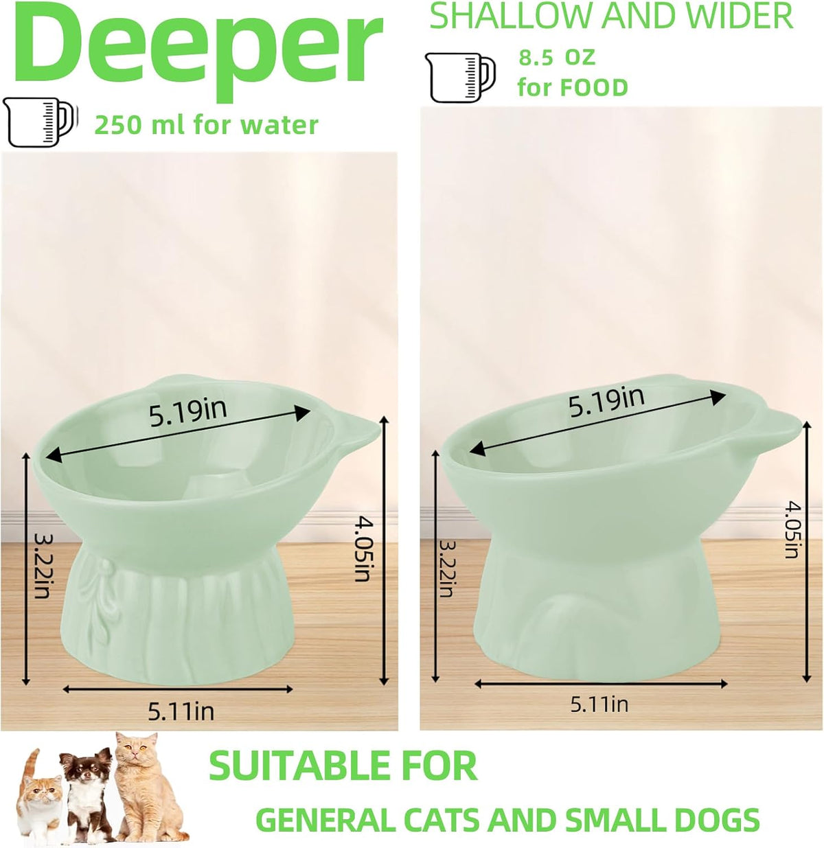 Elevated Cat Bowls 2-Pack - Green - image 2