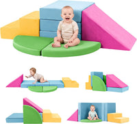 Tykacna foam climbing blocks for toddlers, 5 piece gray soft play set for indoor climbing