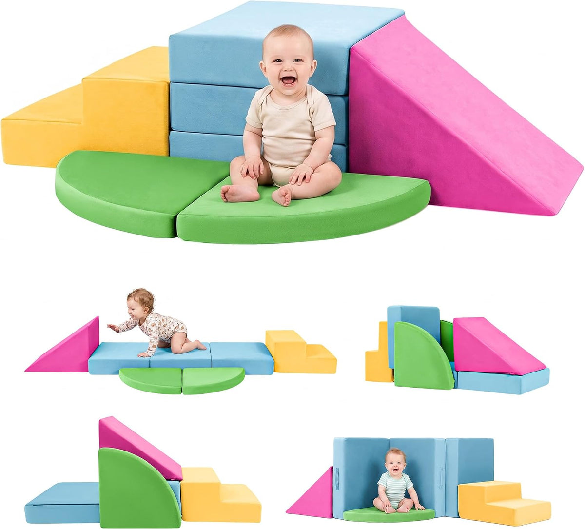 Tykacna foam climbing blocks for toddlers, 5 piece gray soft play set for indoor climbing