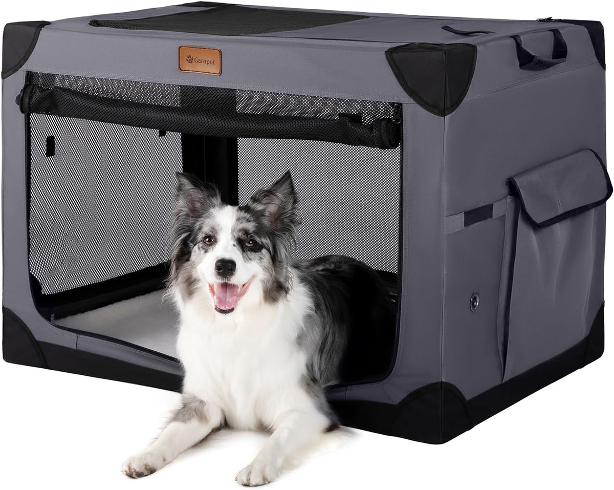 Garnpet 36 Inch Collapsible Soft Dog Crate for Large Dogs - Dark Grey / 26.0"L x 18.0"W x 18.0"H