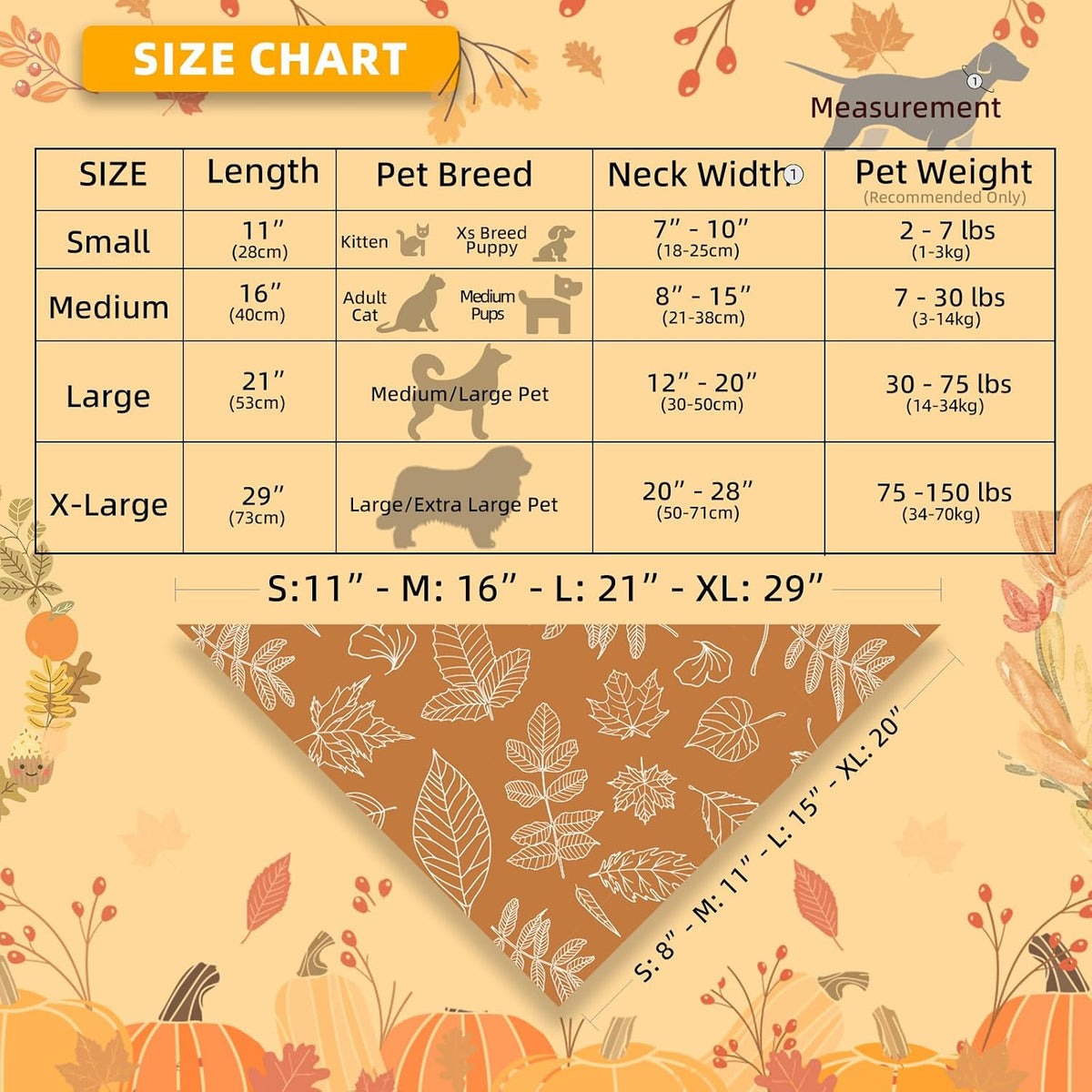 Fall Dog Bandana Artistic Sketch Maple Leaf Golden Orange - Sktech Leaves / Medium - image 3