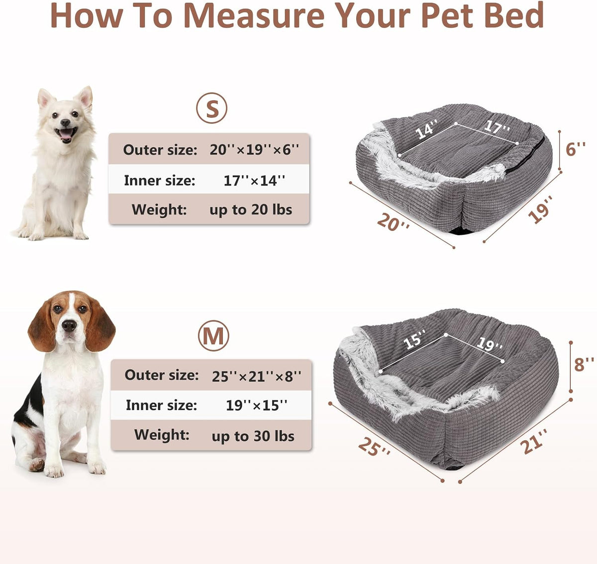 MIXJOY Dog Beds for Small Medium Dogs with Hooded Attached - 25.0"L x 21.0"W x 8.0"Th - image 2