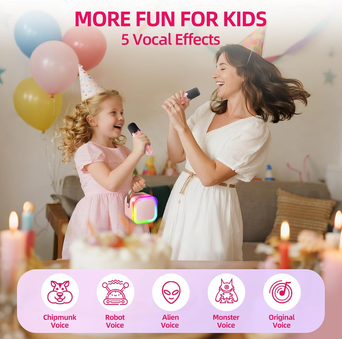 Kinglucky Mini Karaoke Machine for Kids - Pink - image 3