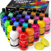 Nicpro 18 Colors Large Washable Paint Set for Kid - 24 Colors / 8.45 Fl Oz (Pack of 24)