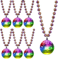Henoyso 6 pack light up disco ball necklaces in silver with colorful LED lights - view 5