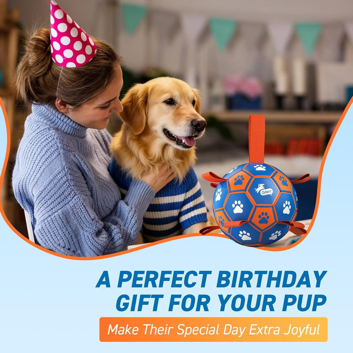 QDAN Dog Balls, Herding Balls for Dogs - Blue Orange / Large Size 3 (8 Inch) - image 3