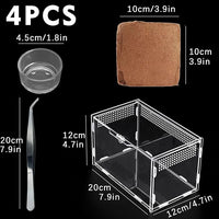 Micro Habitat Terrarium Enclosure Kit（4pc Set）,Jumping Spider Enclosure,Spider Enclosure,Tarantula Enclosure, Acrylic Reptile Enclosure(8 * 4.7 * 4.7 Inches)