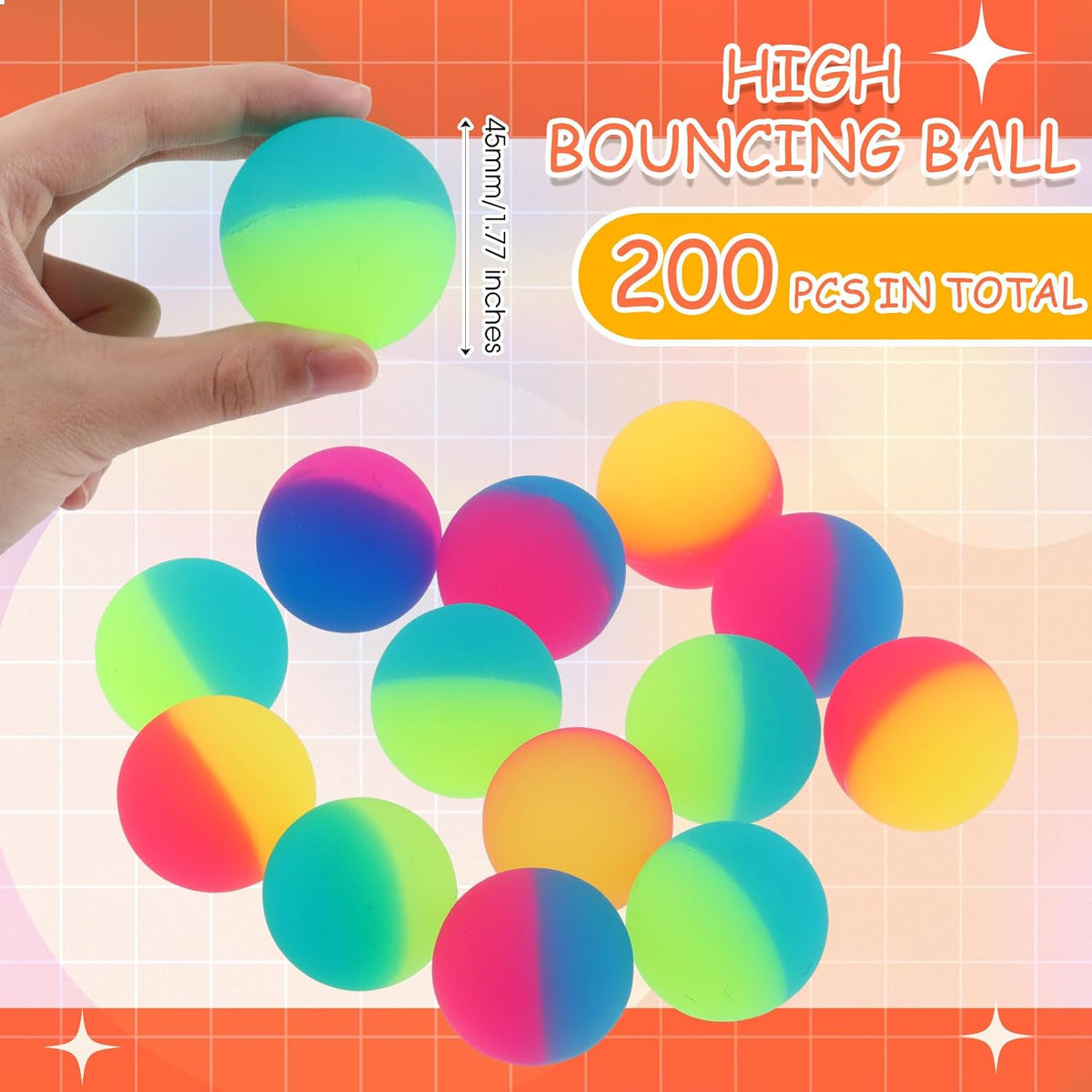 Jenaai 50 pack 45 mm two-color rubber bouncy balls - view 14