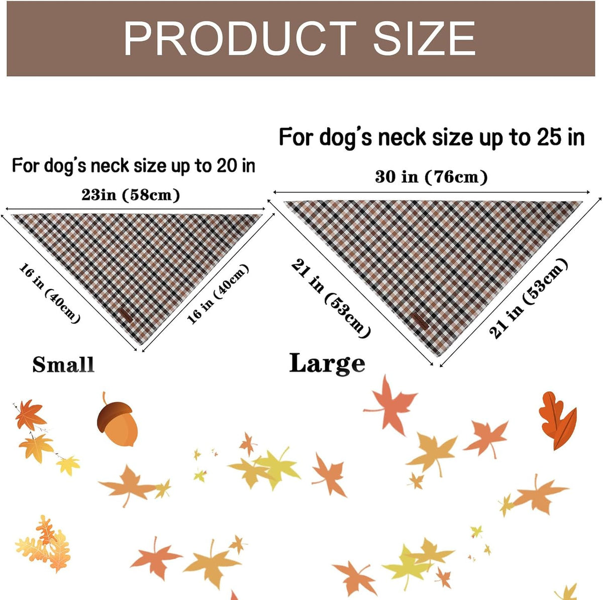Dog Bandanas 1PC Washable Cotton Triangle Dog Scarfs for Small Medium - Large / Fall - image 2