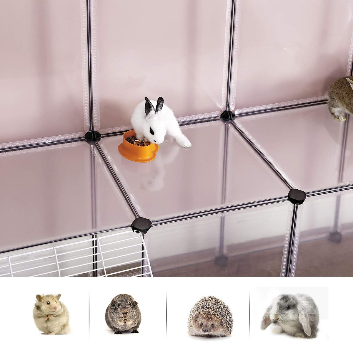 SONGMICS Pet Playpen with Floor, Small Animal Playpen – Essentials for Small Pets - White / 20 Panels - 56.3"L x 42.5"W x 36.2"H - image 4