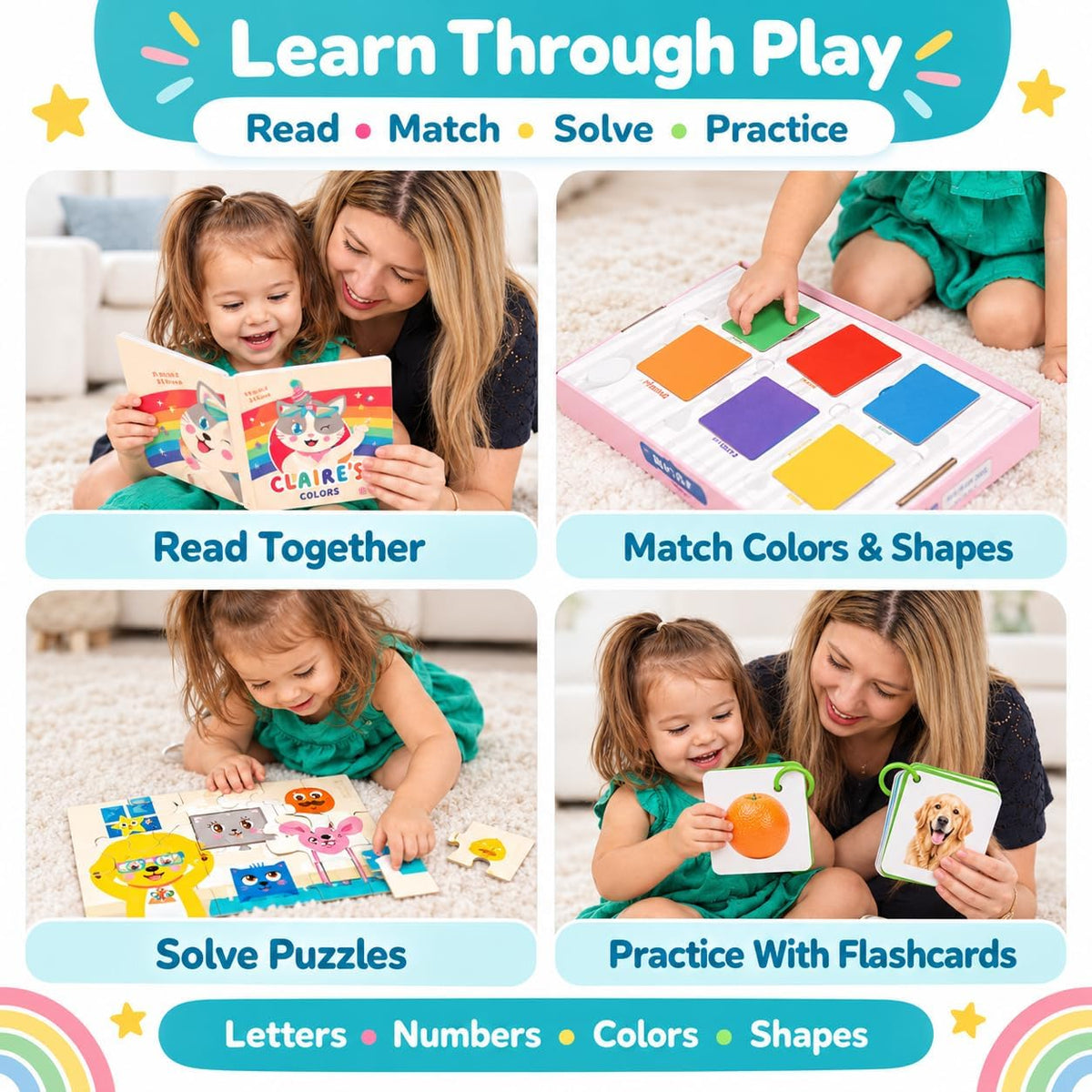 TOYVENTIVE learning toys set for 2 year olds with books, puzzles and matching games - view 9