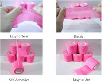 6 Pack 2" x 5 Yards Self Adhesive Bandage Wrap Breathable Cohesive Vet Wrap for Pets, Elastic Self-Adherent Tape for Sports, Wrist, Ankle (Pink)