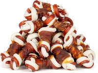MON2SUN 2.5" Rawhide Free Dog Treats with Mixed Vegetables, Duck Wrapped Mini Knot Bones for Small Dogs, Healthy Snacks for Balanced Nutrition, 21.2oz