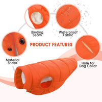ASENKU Dog Winter Coat Dog Fleece Puffer Jacket for Small Medium - XXX-Large / Orange - image 2