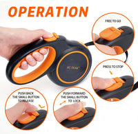 Retractable Dog Leash, Strong Nylon Tape, Tangle Free - Black/Orange / Large - image 4