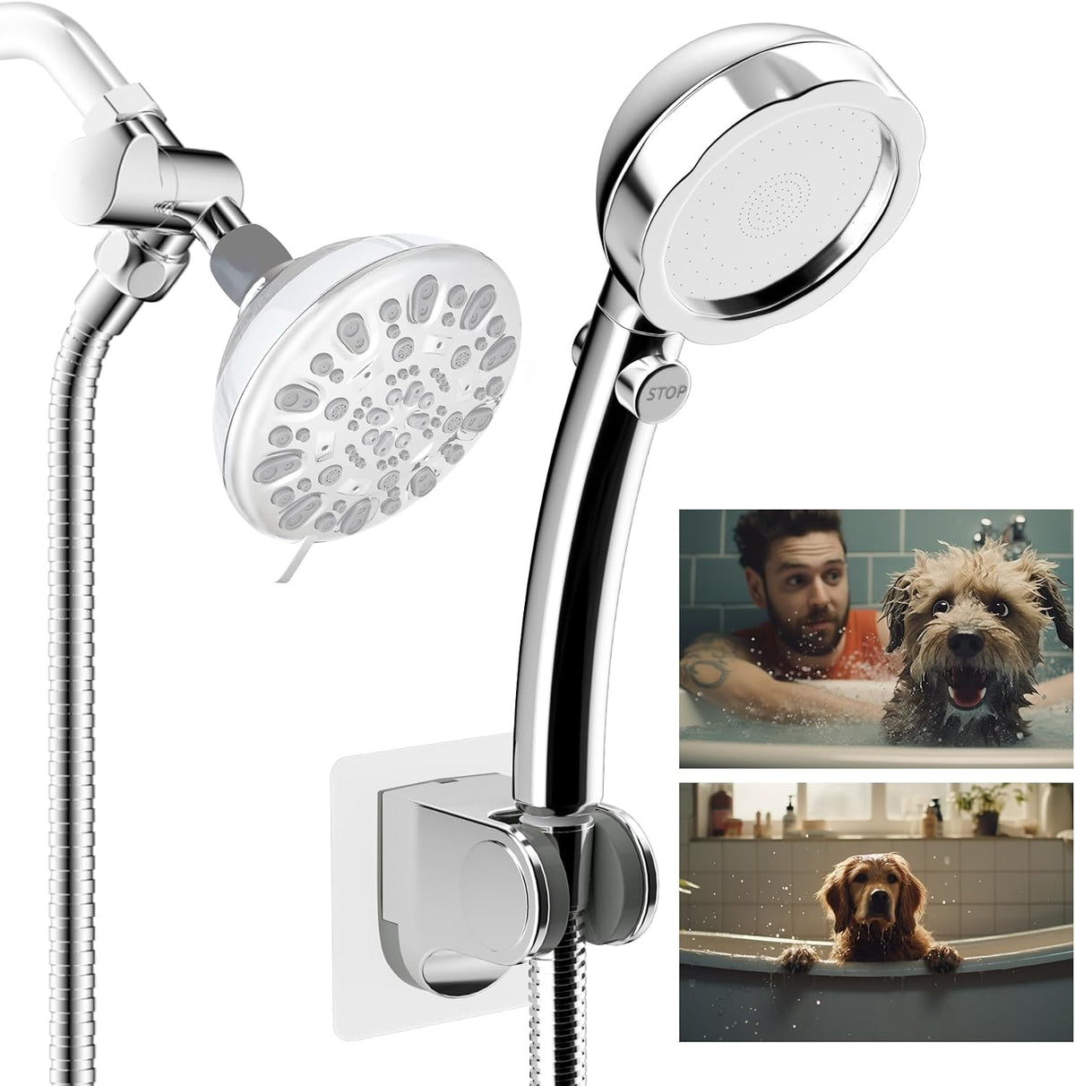 Hibbent Dog Sprayer Attachment Set for Pet Bathing and Dog Washing
