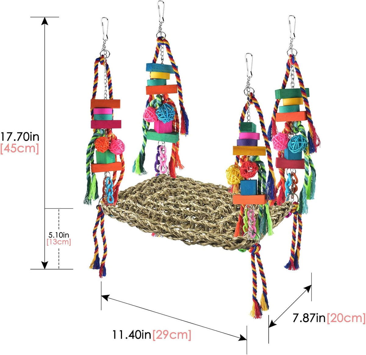KATUMO Bird Toys, Grass Swing Hammock Climbing Toy for Parrot Parakeet – Essentials for Birds - 11 x 7.9 x 0.98 inch - image 2